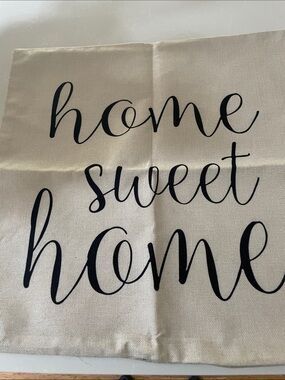 Home Sweet Home Beige Accent Pillow Cover with Black Script